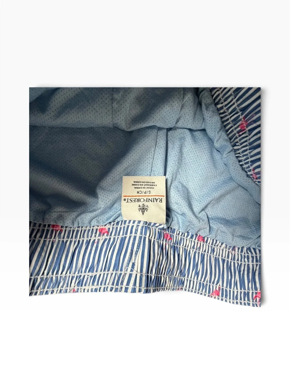 RAINFOREST flamingo vertical stripes comfort liner swim beach trunks shorts $115